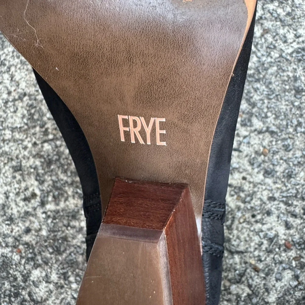 Frye Women's Size 6.5 M Reina‎ Black Suede Cut Out Western Cowboy Ankle Bootie - Picture 16 of 16